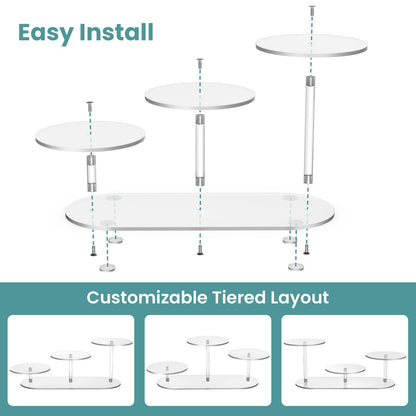 NiHome Display Stand for LEGO Botanical Collection Sets, Clear Acrylic 3-Tier Stepped Riser for Collectibles Figures Tabletop Plants Perfume Cupcakes, Room Decor, Tool-Free Quick Assembly, 2 Pack