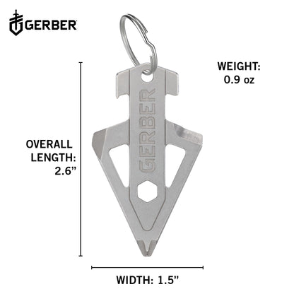 Gerber Gear Broadhead Keychain 5-in-1 Multitool, Clips to Pocket or Keychain with Bottle Opener, Flat Head Driver, Package Opener, Cross Driver and 1/4" Socket, EDC Gear for Everyday Carry