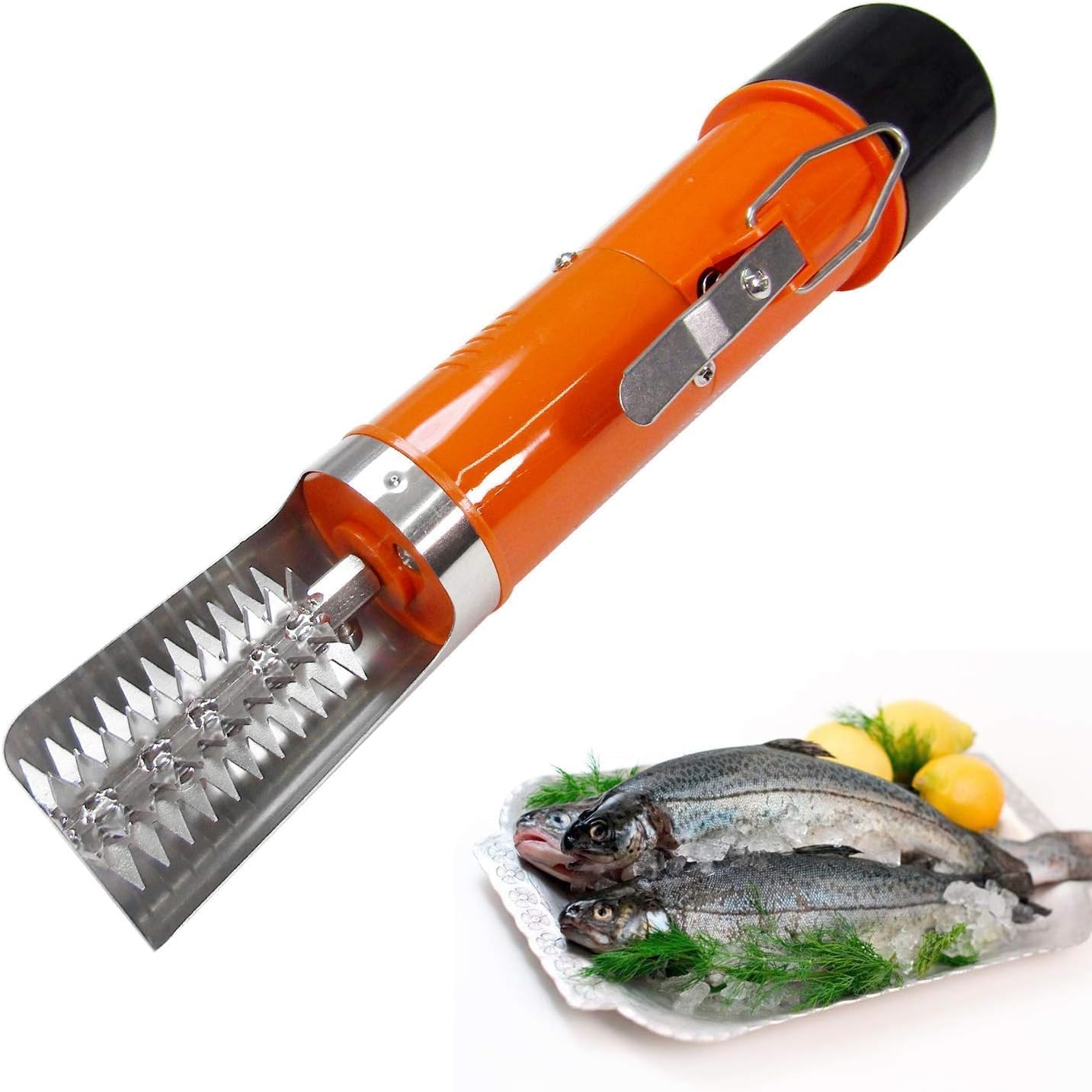 Powerful Electric Fish Scraper, Cordless Fish Scaler Cleaner, Automatic Fish Scale Remover with Manual Scaler