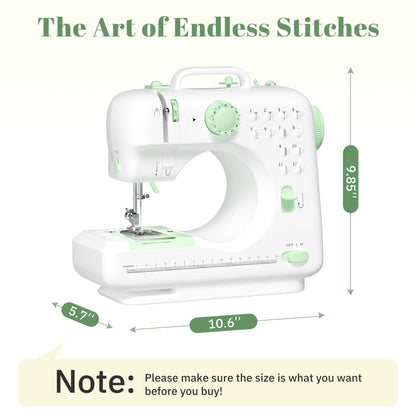 Verdanika Beginner Sewing Machine, 12 Built-in Stitches with Foot Pedal, 2-Speed Control, Portable Mini Sewing Machine for Home Travel Use & Sewing Enthusiasts (green)
