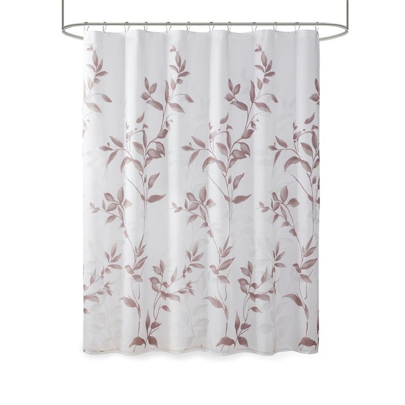Madison Park Cecily Shower Curtain, Luxurious Botanical Leaf Print, Modern Serene Bathroom Décor, Machine Washable Bath Privacy Screen, 72x72, Mauve