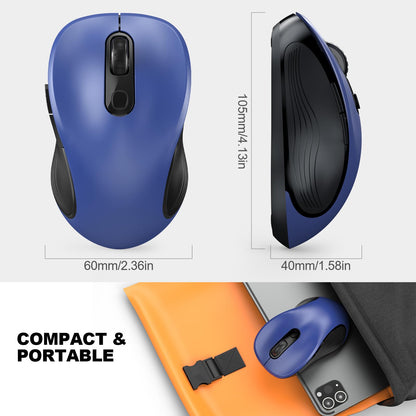 WisFox 2.4G Wireless Mouse for Laptop, Ergonomic Computer Mouse with USB Receiver and 3 Adjustable Levels, 6 Button Wireless Mice for Windows Mac PC Notebook (Grey)