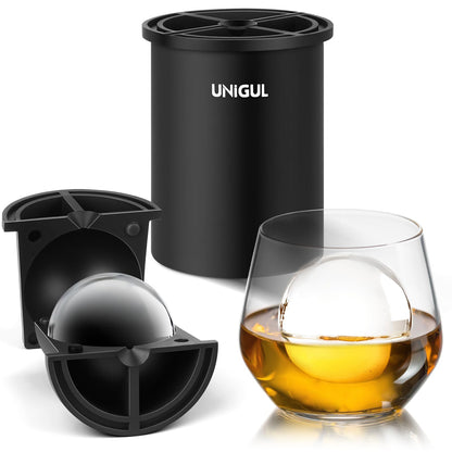 Clear Ice Cube Maker, 2.5" Stainless Steel Crystal Clear Ice Ball Maker, Non-BPA Premium Silicone Ice Cube Molds for Whiskey & Cocktails, Easy-Release Sphere Ice Maker, Bourbon Gifts for Men (1 PACK)