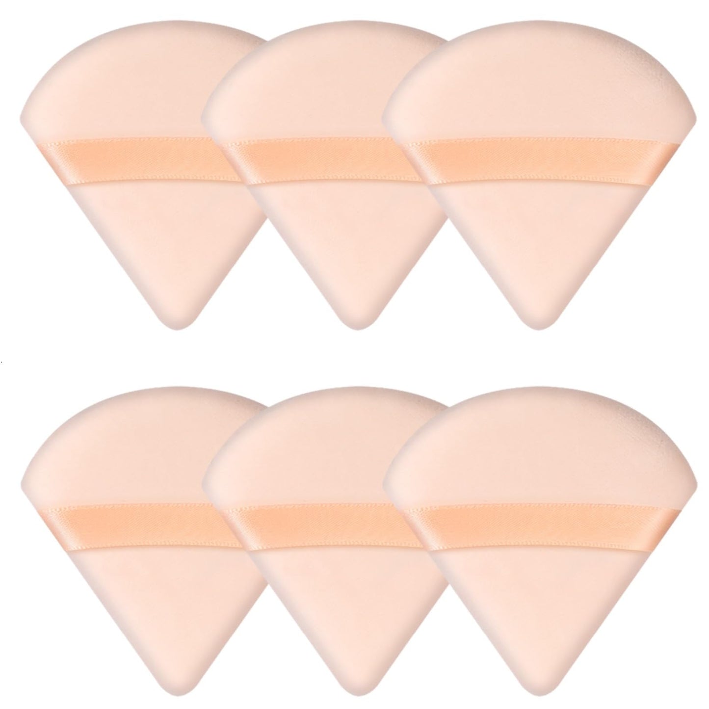 Pimoys 6 Pieces Powder Puff Face Makeup Sponge Soft Velour Triangle Powder Puffs Beauty Sponge Stocking Stuffers for Loose Powder (Black, Pink)