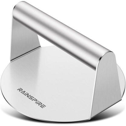 Rainspire Upgraded 304 Stainless Steel Smash Burger Press 5.5 inch Burger Smasher Hamburger Smasher Tool for Griddle, Perfect for BBQ Grill Cooking Gifts for Chef, Silver (6 inch)