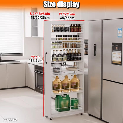 5-Tier Rolling Spice Rack Cart - Slim Metal Storage with Wheels, Narrow Kitchen & Utility Shelf, Perfect for Dining Room & Bakery Organization (9.8"x17.7"x72.6")