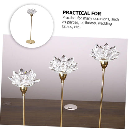 ZUNOXAZ Modern Minimalist Metal Candlestick Holder Small Crystal Lotus Candleholder Decorative Wedding Candle Stand for Home Décor