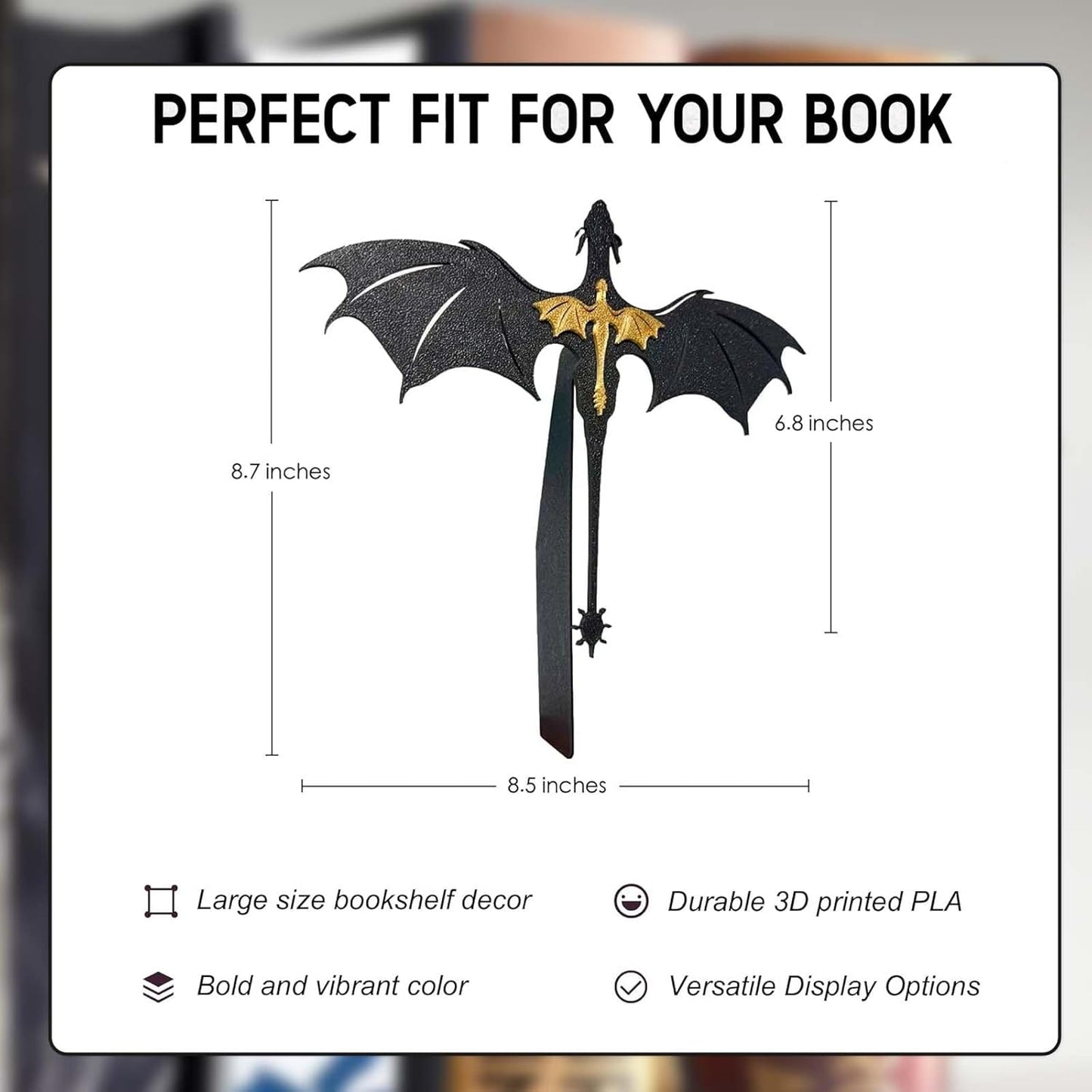 Tostmrks Handmade Dragon Bookshelf Decoration - Fantasy Dragon Books, Book Accessories for Book Lovers, Fourth Wing