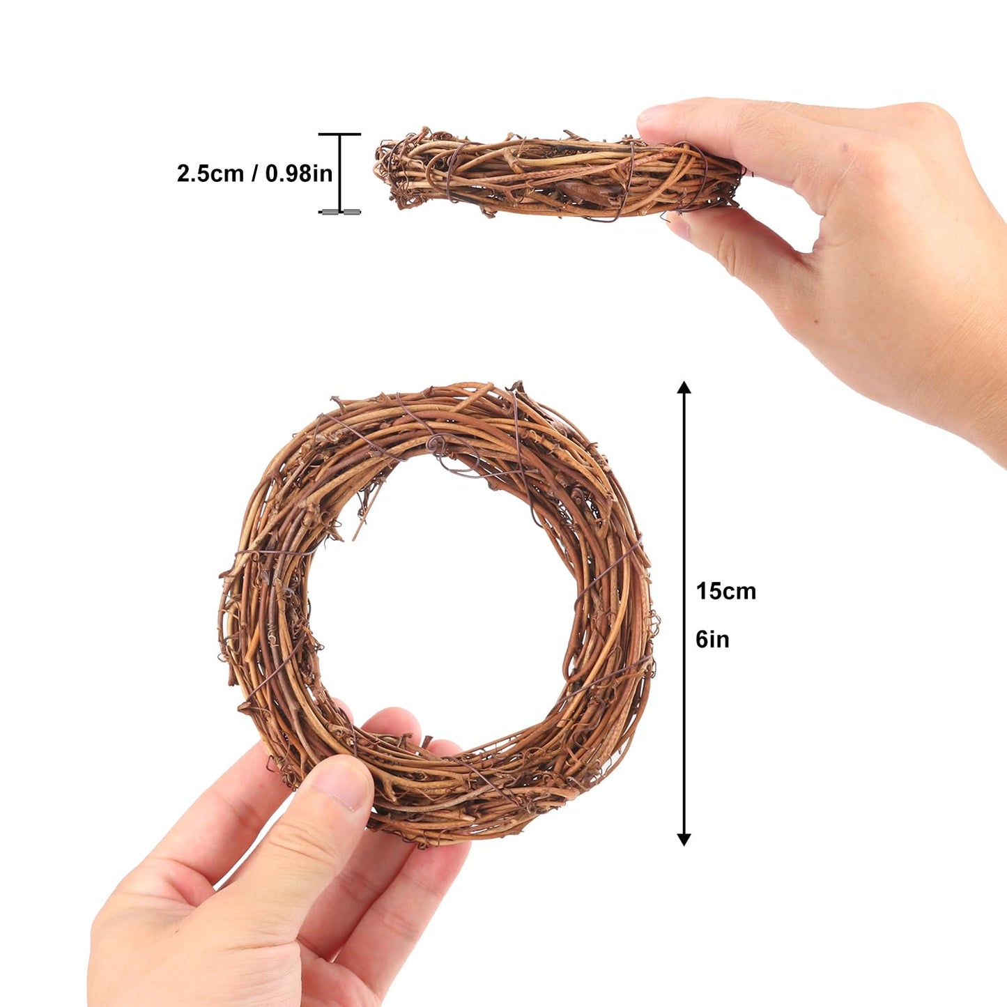 KUKLIPJIM 25 Pieces 4.72 Inch Natural Grapevine Wreath, Small Grapevine Wreaths, Vine Branch Wreath, for Christmas, Weddings, DIY Crafts, Parties and Festive Holiday Ornaments