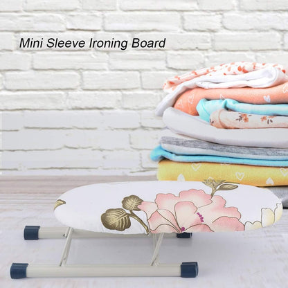 Small Ironing Board, Mini Foldable Tabletop Board for Shirt Cuffs, Collars, Sewing, Travel Use (Peony)