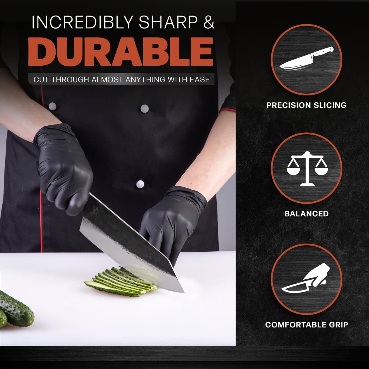 Kitchen perfection Handmade Chefs Carving Knife For Meat Cutting- Extremely Sharp Cooking Knife 8 Inch -Hand Sharpen Best Gift For Men - High Carbon Steel w/Leather Sheath
