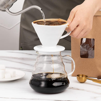 Restaurantware Restpresso 17 Ounce Coffee Dripper | 1 Reusable Coffee Cone with Drip Hole, White Ceramic Pour Over