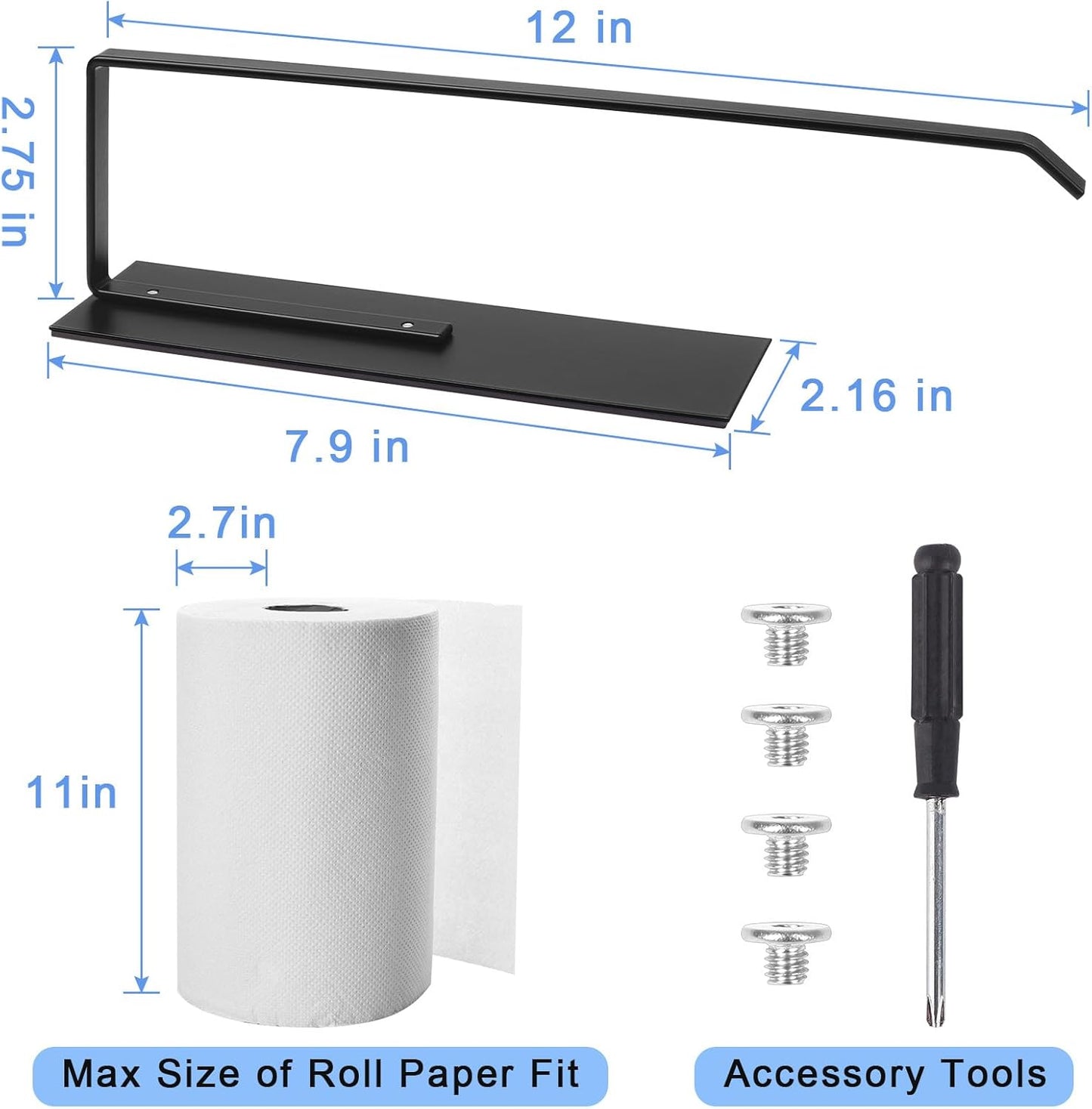 Paper Towel Holder, Magnetic Paper Towel Holder for Fridge, Toilet Paper Roll Holder Magnet Towel Rack Wall Mount