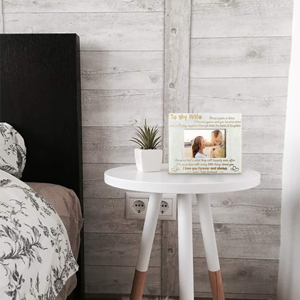 Personalized Engraved Wood Picture Frame to My Wife - Natural Wood Photo Frame, I Love You Always and Forever