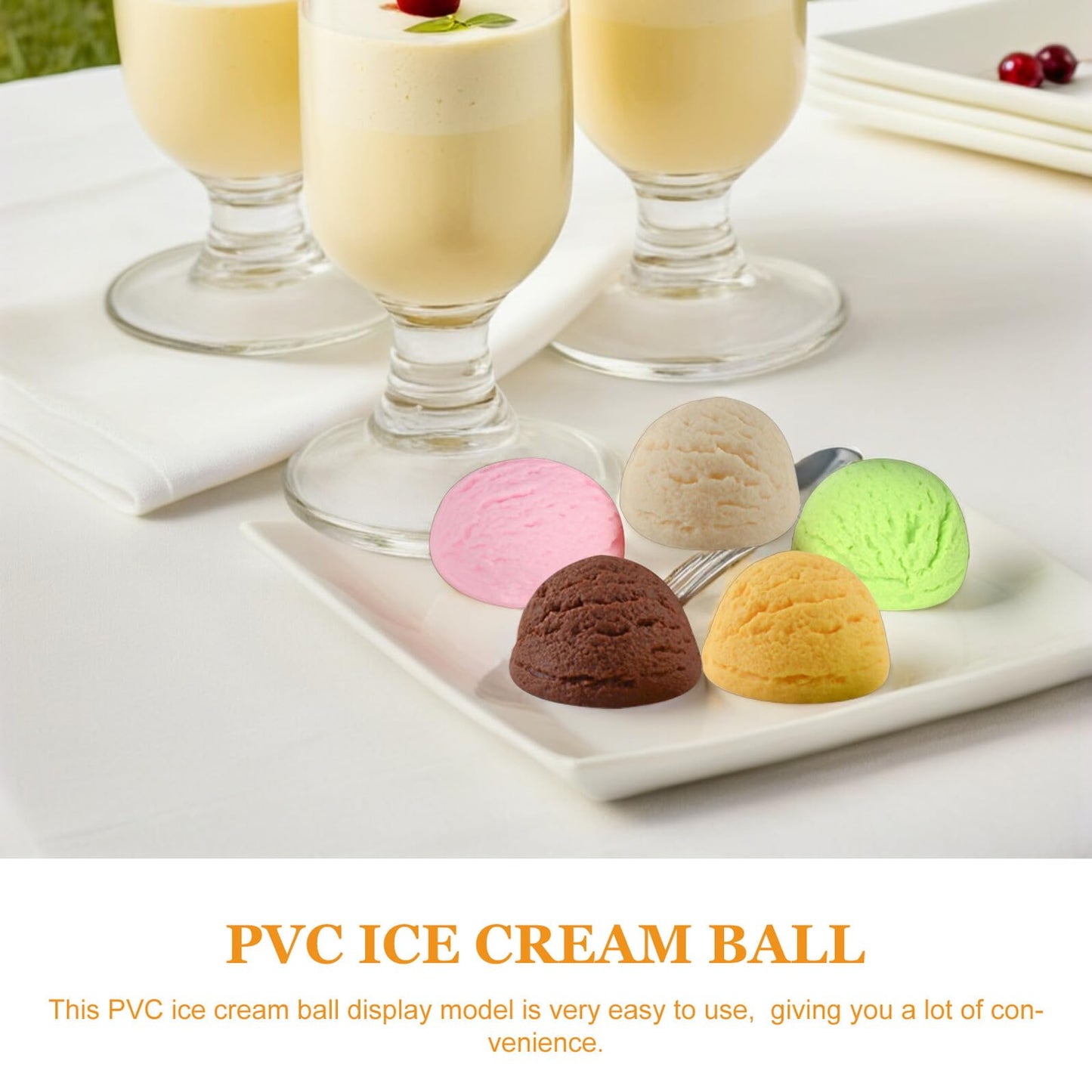TOYANDONA 5Pcs Simulated Ice Cream Balls Realistic Fake Ice Cream Props for Photography Display and Shop Decor Lifelike Model Toy Food 2.16X2.16X1.25In