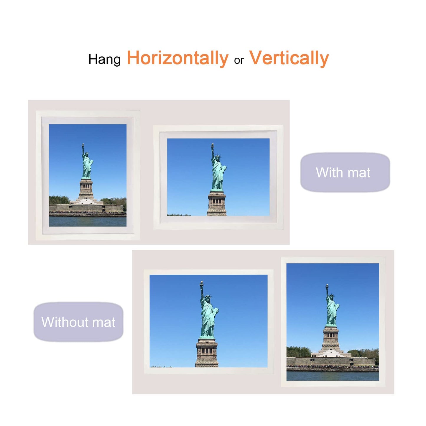 4 Pack 12x16 Picture Frame Wood Diamond Painting Frames 30x40cm Diamond Art Frame Display 10x14 in/ 25x35cm with Mat or 12x16 in/ 30x40 cm Without Mat Photo Gallery Frame Set for Wall Hanging - White