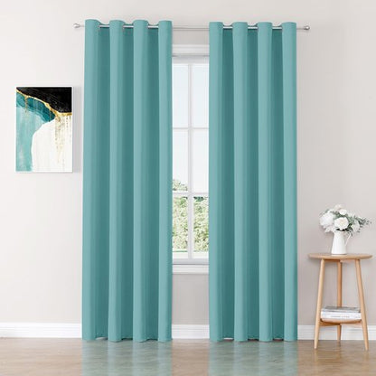 ChrisDowa Blackout Curtains - Thermal Insulated Room Darkening Panels, Aqua, 52 x 80 Inches, 2-Panel Set