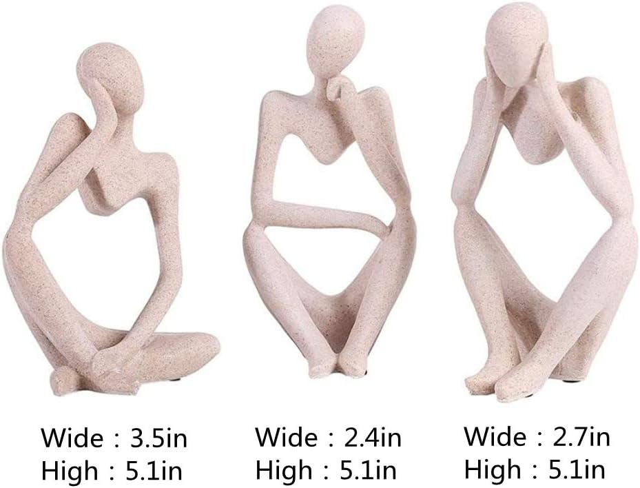Asng Sandstone Resin Thinker Style Abstract Sculpture Statue Collectible Figurines Home Office Bookshelf Desktop Decor