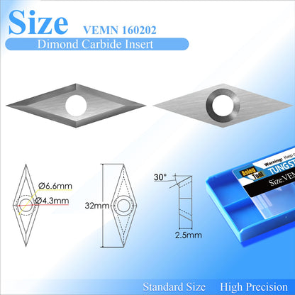 Asieg Tool Diamond Tungsten Carbide Insert 32x10x2.5-30° Cutter Knives with Sharp Point fit for DIY Wood Lathe Turning Detailer Tools Kit or Woodworking Machine Tools Accessories 10pcs