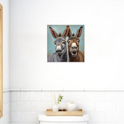 CCWACPP Funny Animal Wall Art - Donkey Canvas Prints for Farmhouse Bathroom and Bedroom Decor (12" x 12")