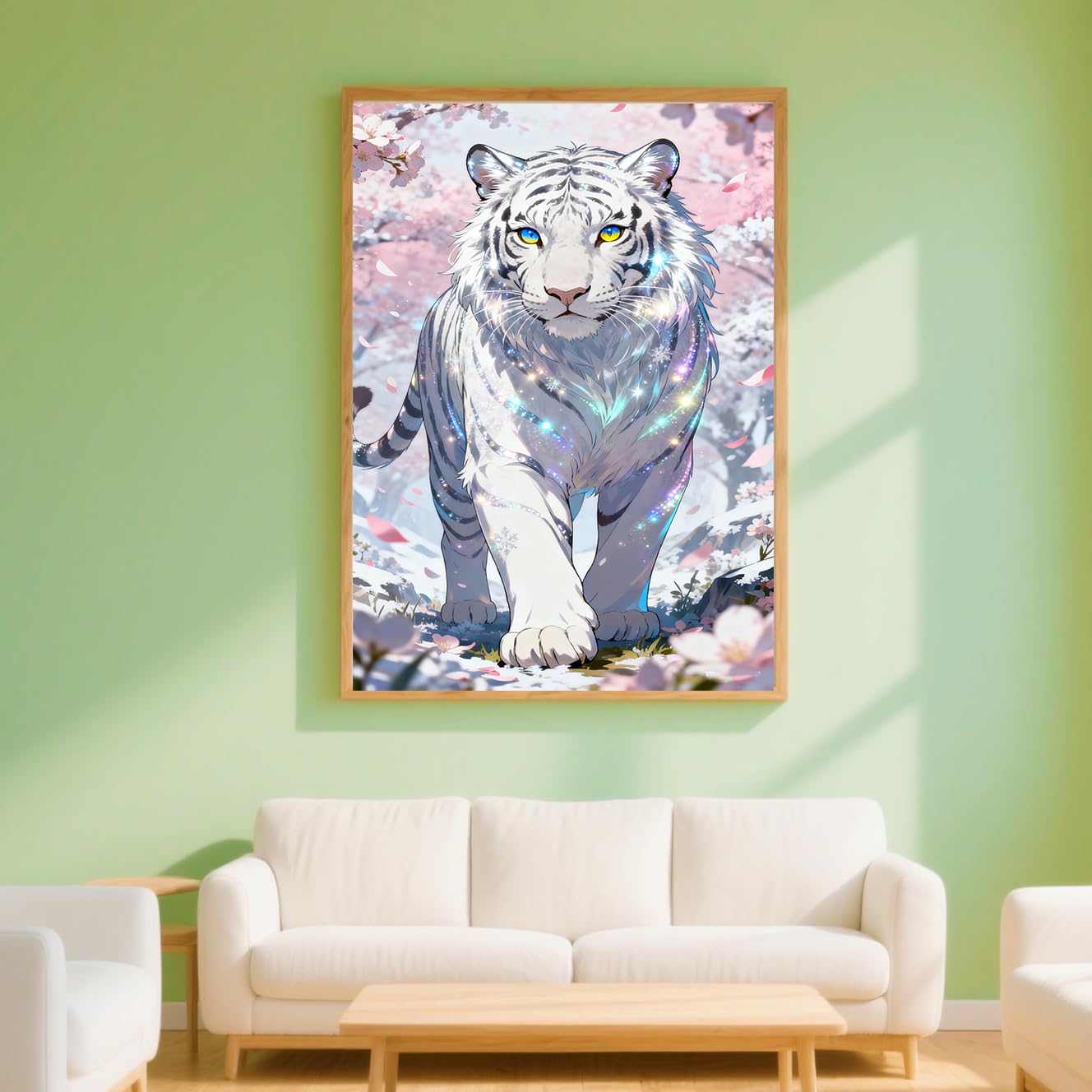 Lvmuu White Tiger Diamond Art Kits for Adults, Full Round Drill Animal Diamonds Painting Sets for New Beginner Paint with Shiny Beads Art Crafts Home Decoration 30x50cm