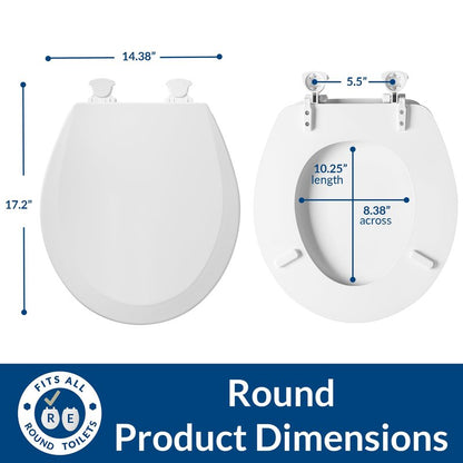 Bemis 500EC 464 Wood Toilet Seat with Easy Clean & Change Hinges, Round, Dresden Blue