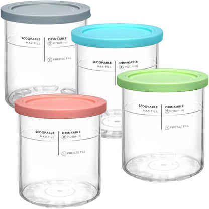 4 Pack,Compatible 11-in-1 NC501 NC500 Maker,24oz Replacement for Creami Deluxe Pints and Lids with Ninja Creami Series