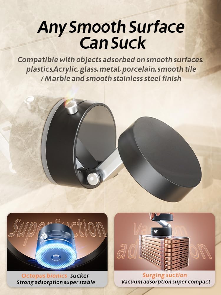 Car Phone Holder Upgraded Vacuum Magnetic Phone Holder for Car with N52 Magnet, Adjustable Suction Cup Phone Mount, Includes Metal Ring & Adhesive Pad, Fits iPhone & Android