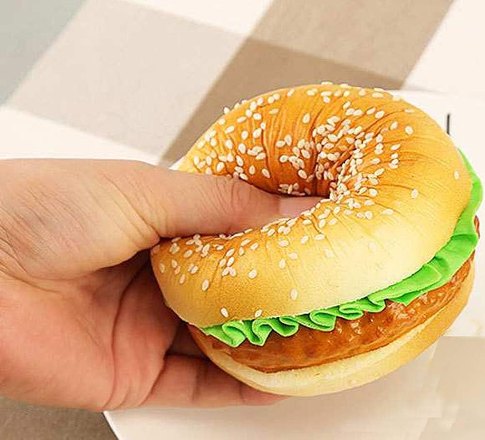 Kmiunty 4PCS Artificial Hamburger Fake Food Bread Model Photography Prop for Home Kitchen Party Decoration