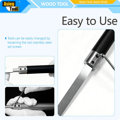 12mm Interchangeable Aluminum Alloy Grip Handle for Carbide Tipped Woodturning Lathe Tool Bar with Hexagon wrench