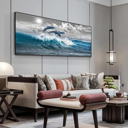 BOHADIY Diamond Painting Kits，Large 5D DIY Fish Ocean Beach Diamond Painting Kits for Adults，DIY Full Drill Crystal Rhinestone Arts and Gem Art Painting with Diamond Home Wall Decor 28X16inch