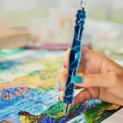 CATEARED Bedazzling Pen with Stainless Steel Tips, Resin Diamond Art Drill Pen with Metal Placers, Diamond Painting Acessories and Tools 5D DIY Kits(Dark Blue)