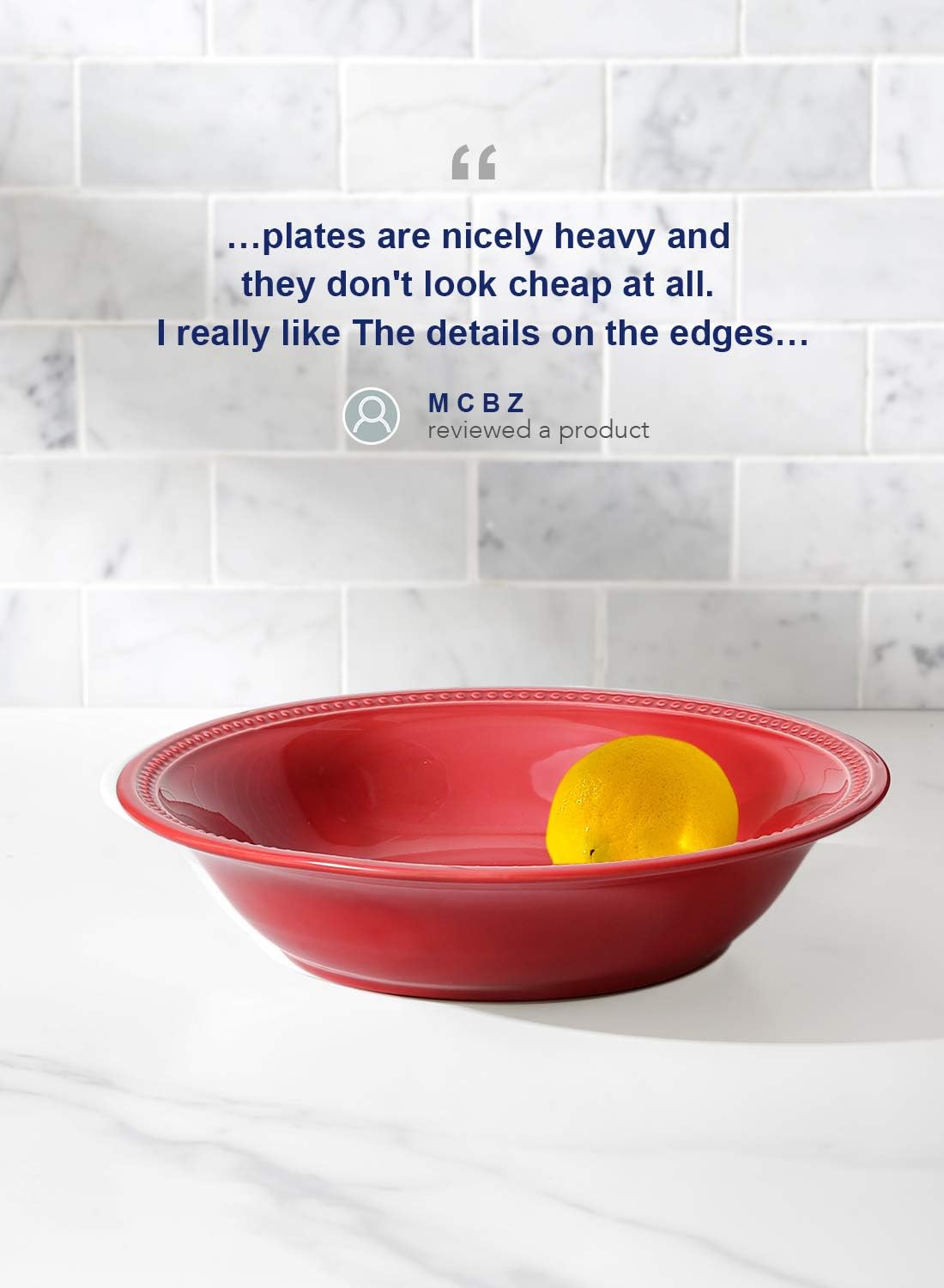 26 Set 9 Inch, Set 4, LE TAUCI Ounce Beaded Pasta Bowls, Ceramic Bowl for Cereal, Salad, of Red