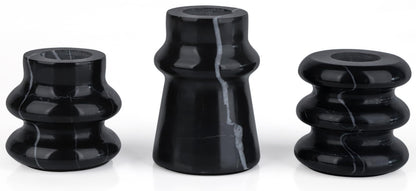 Vixdonos Marble Candle Holder Set of 3 Taper Candle Candlestick Mantle Candle Stand for Home Decor,Wedding,Party and Table Centerpieces(Black)