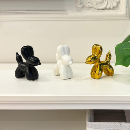 DANELYNN Modern Balloon Dog Decorative Sculpture,Ceramic Dog Figurines Statues Contemporary Art Decor for Living