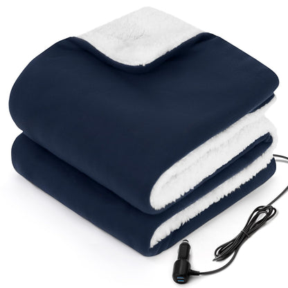 Sealy 12-Volt Heated Car Blanket, Portable Electric Blanket with 3 Heating Levels & 4 Hours Auto Off for Car, Truck, SUV, RV or Camping, Machine Washable, 59" X 43", Charcoal