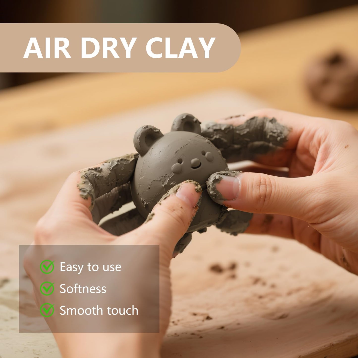 VIBRATITE Natural Air Dry Clay Bulk, 10LBs All-Purpose Modeling Sculpting Pottery Clay for Beginners and Professional (Gray)