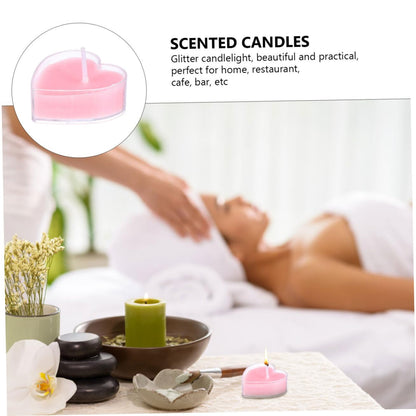 BUTIFULSIC 9Pcs Heart Shape Scented Candles Smokeless Tea Light Paraffin Wax with Fresh Rose Soft Flicker Glow for Wedding Valentines Day Home Party Decoration