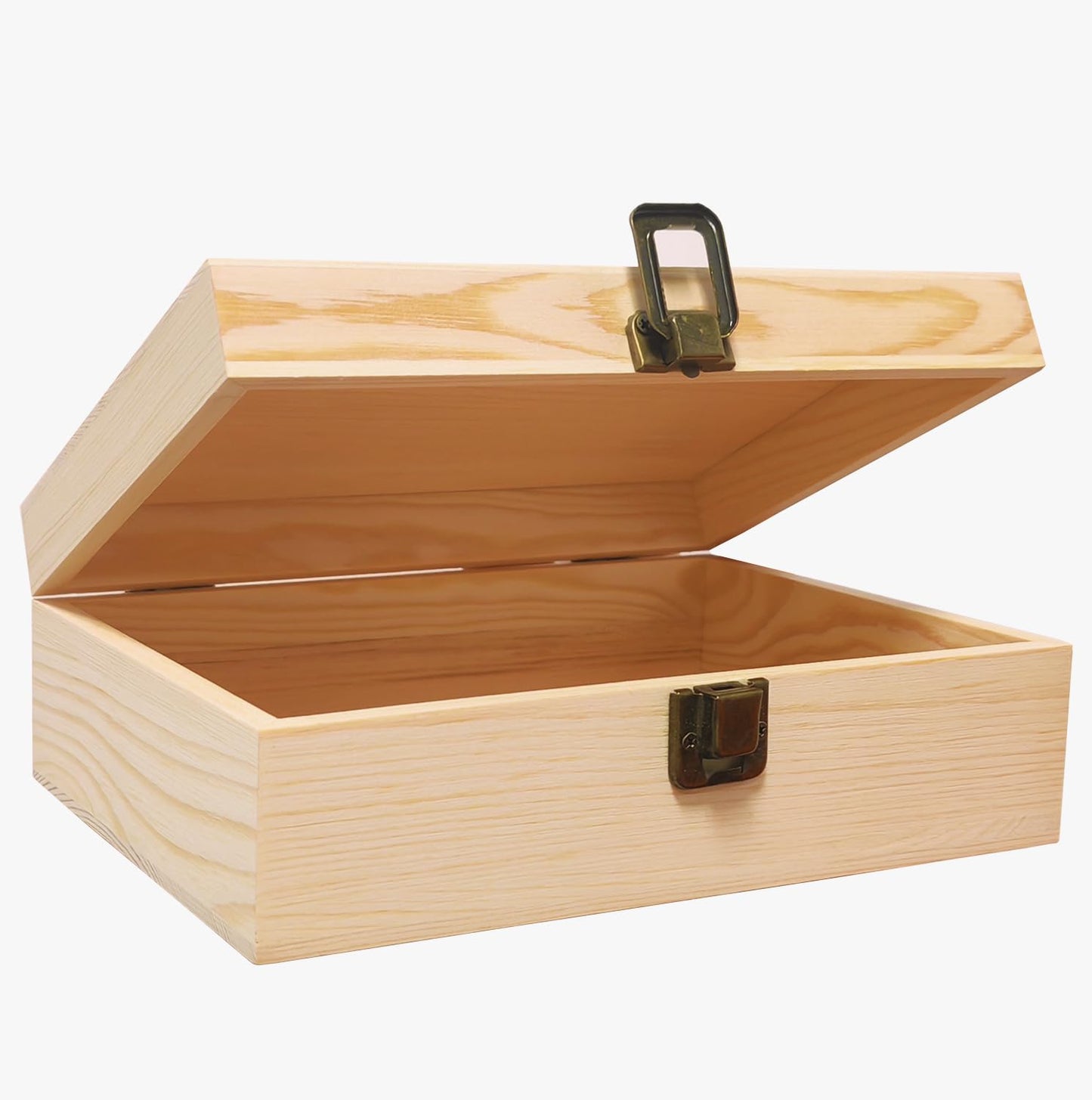 YXFZPAN Wooden Box with Hinged Lid - 8x6x3 Inch Natural Gift Box for Craft DIY Jewelry Boxes - Small Reusable Storage for Home Decor Art Supplies