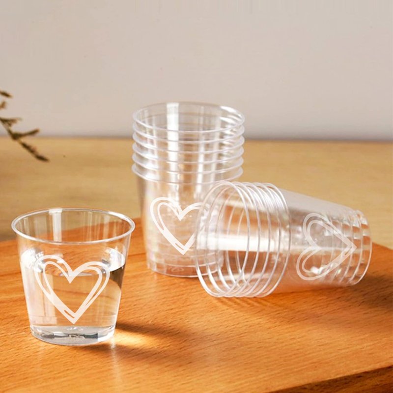 Puninoto 50 Pack Shot Glasses,1 oz Plastic Shot Cups Disposable,Clear Mini Shot Glasses,Small Plastic Cups for Birthdays,Tasting,Parties,Weddings (50)