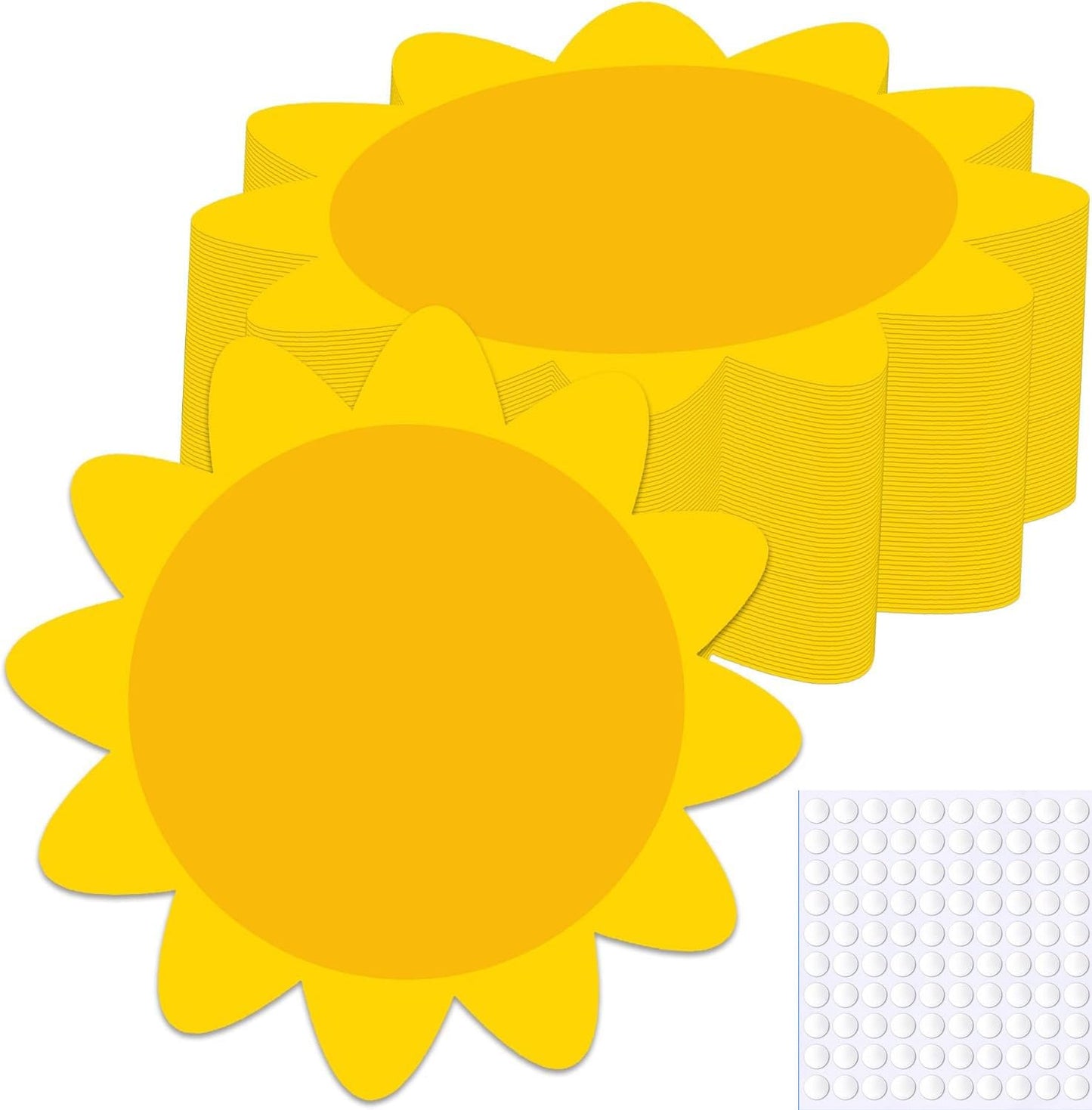 100Pcs Sun Cutouts Cardboard Gold Sun Shape Bulletin Board Decor 4 Inch- Blank Sunshine Paper Shape Creative Supply Die Cut with Glue Points for Classroom Office Home Decor