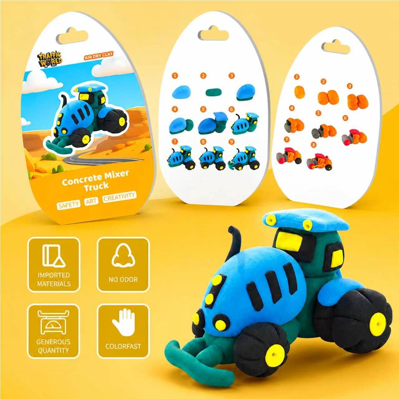 Air Dry Clay Kit for Kids – 12 Pack Construction Vehicles Modeling Clay Set, DIY Art Crafts with Sculpting Tools & Tutorials, Ultra Light Soft Magic Clay Car, Birthday Party Favors for Boys Girls