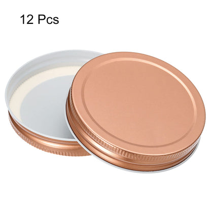 uxcell Mason Jar Lids, 86mm/3.39" Wide Mouth Tin Plate Caps Leak Proof for Canning Jars Kitchen Storage, (Rose Gold 12Pcs)