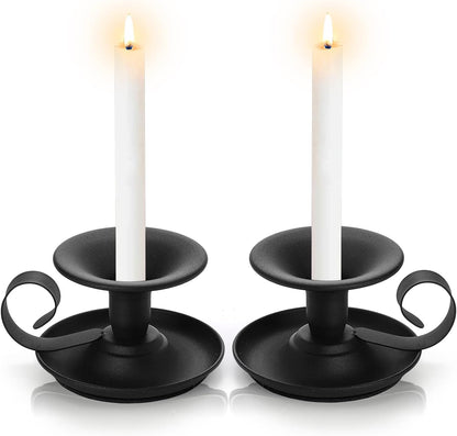 Yopay 4 Pack Iron Taper Candle Holder - Retro Rustproof Black Candlestick Holders for Halloween, Christmas, Wedding