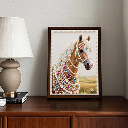 Kulvci DIY 5D Pearl Painting Kit, Horse Diamond Painting Kit for Adults Beginner, Bead Art Kits All-Pearl Dot Painting for Wall Decor, Creative Stress Relief Gift Home Decor,12 × 16 inch