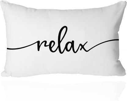 CarOptics 12x20 Inch Cozy Farmhouse Relax Lumbar Pillow Cover - 'Housewarming Gifts' Rustic Cushion Case, Ideal