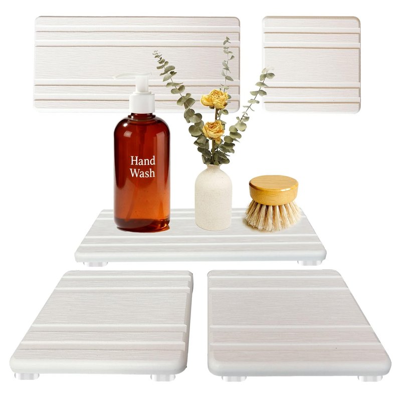 3PCS Water Absorbing Stone Tray, Quick Drying Diatomite Stone Sink Tray, Water Absorbent Diatomite Coasters for Kitchen Sink, Bathroom Counter Hand Soap Dish Toothbrush Holders