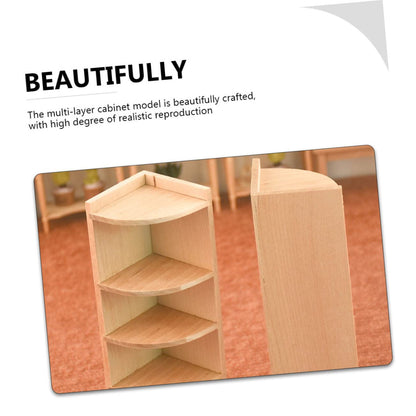LIOOBO 1Pc Miniature Dollhouse Corner Cabinet Model Elegant Wooden Storage Shelf Accessory for Playhouse Decor Compact Design for DIY Mini Home Simulation
