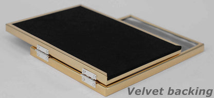 Double 4 by 6 Inch Metal Folding Picture Frames - 1 Landscape and 1 Portrait Style (Modern Gold)