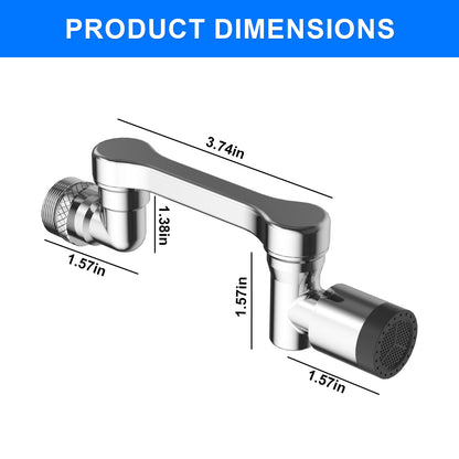 1080° Swivel Faucet Extender, Chrome Finish Sink Aerator with Universal Robotic Arm, Multi-Directional Spray Attachment for Kitchen and Bathroom